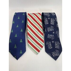Christmas Holiday Ties For Men Candy Cane Stripes Christmas Trees And Presents